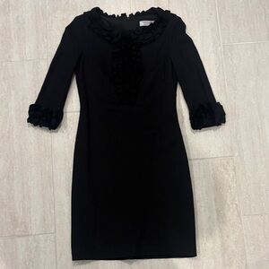 Trina Turk Black 3/4 Sleeve Dress with Ruffle Details size 0